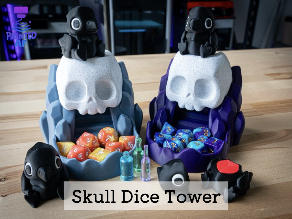 Skull Dice Tower With Crow