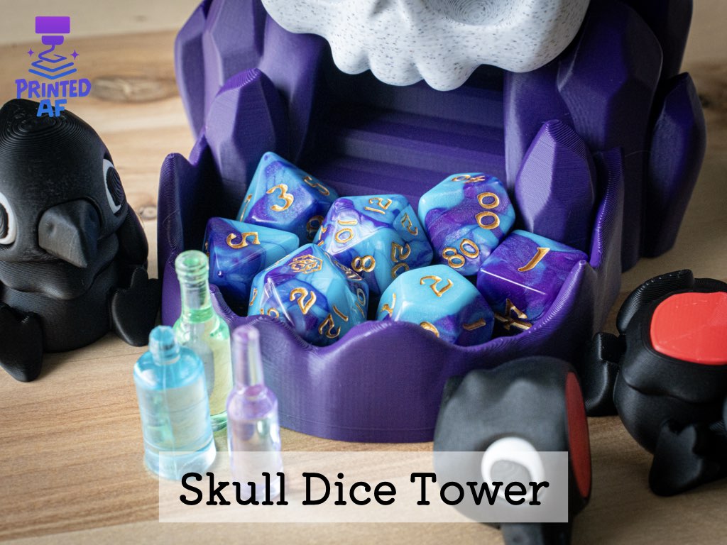 Skull Dice Tower With Crow