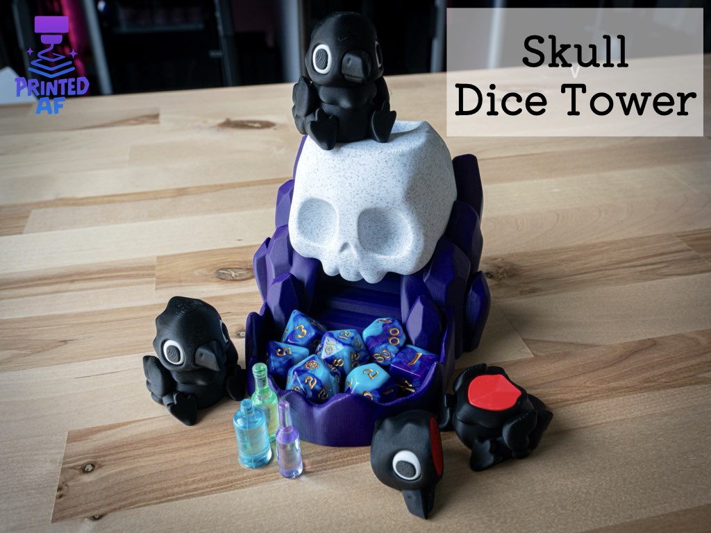 Skull Dice Tower With Crow