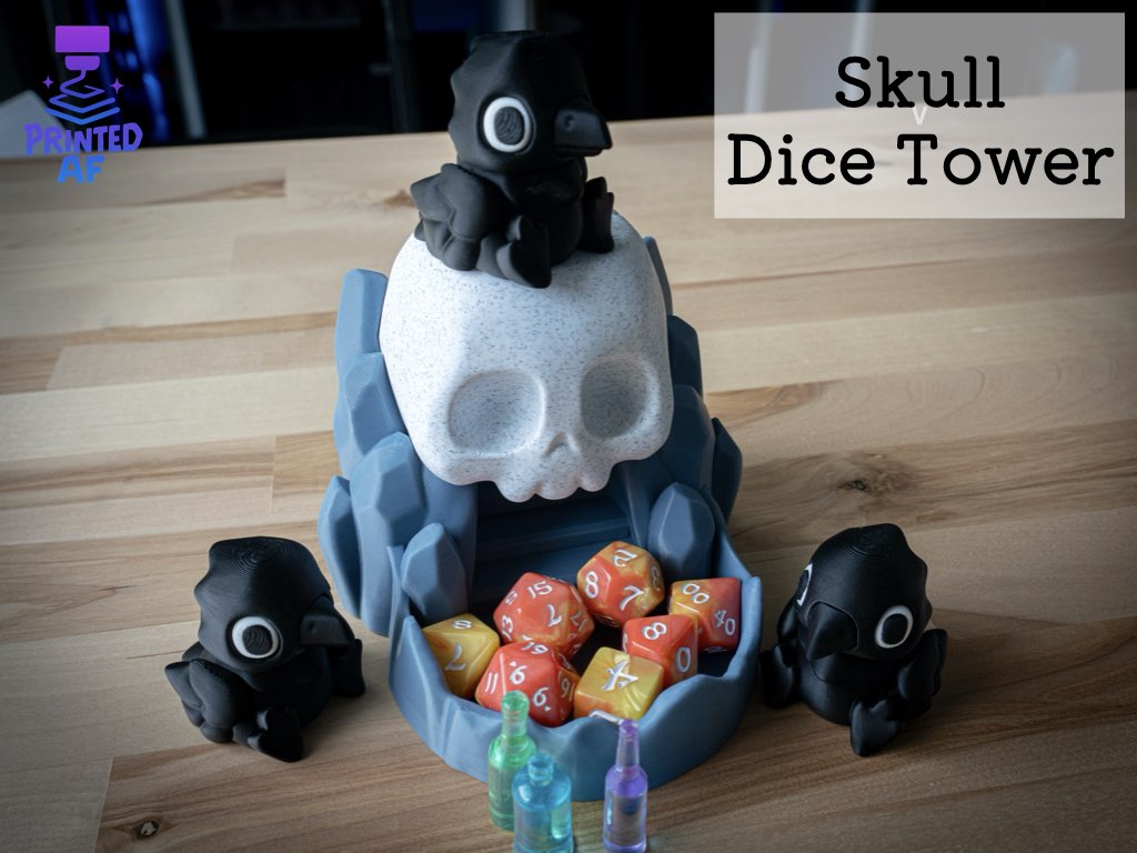 Skull Dice Tower With Crow