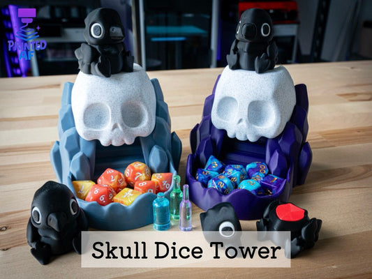 Skull Dice Tower With Crow