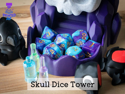 Skull Dice Tower With Crow